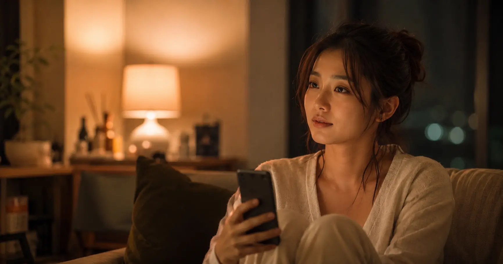 オナ電の相手を探す3つの場所の比較をする日本人女性のイメージ