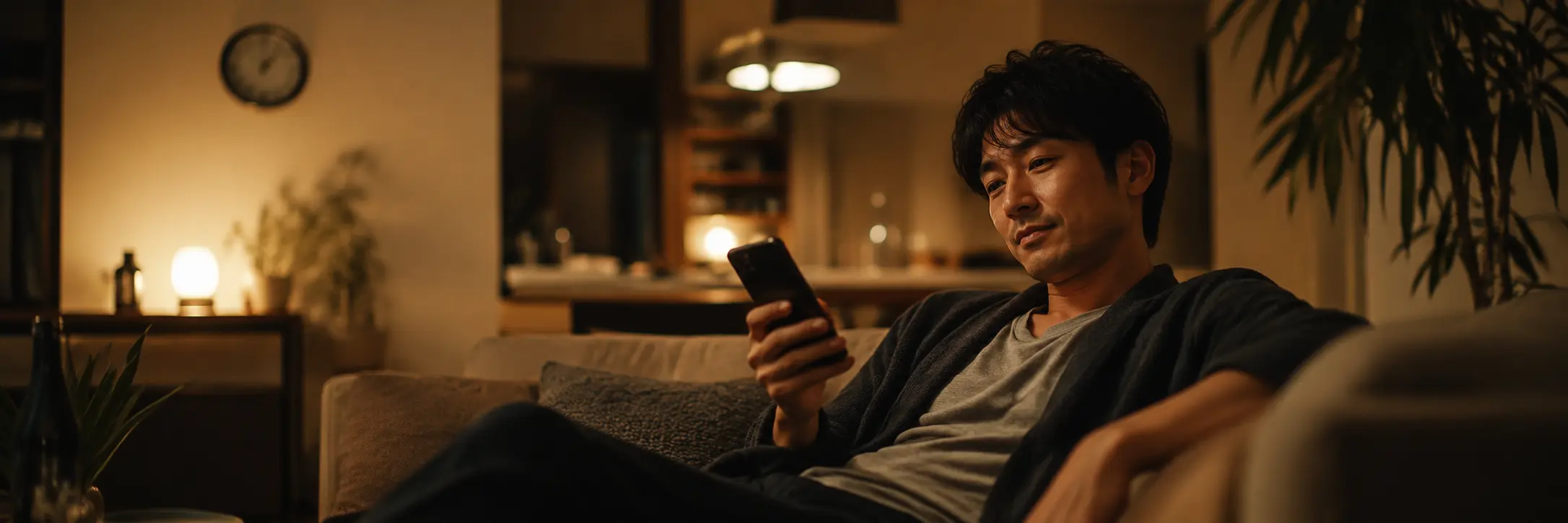 オナ電の相手が見つかりやすい時間帯を考える日本人男性のイメージ