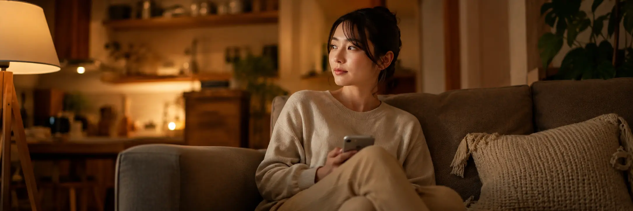 無料プランと有料プランを比較検討する日本人女性のイメージ